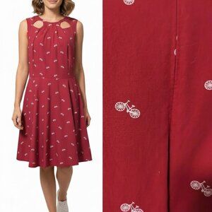eshakti Whimsical Bicycle Print Dress Keyhole Neckline Fit & Flare Size 2X Midi